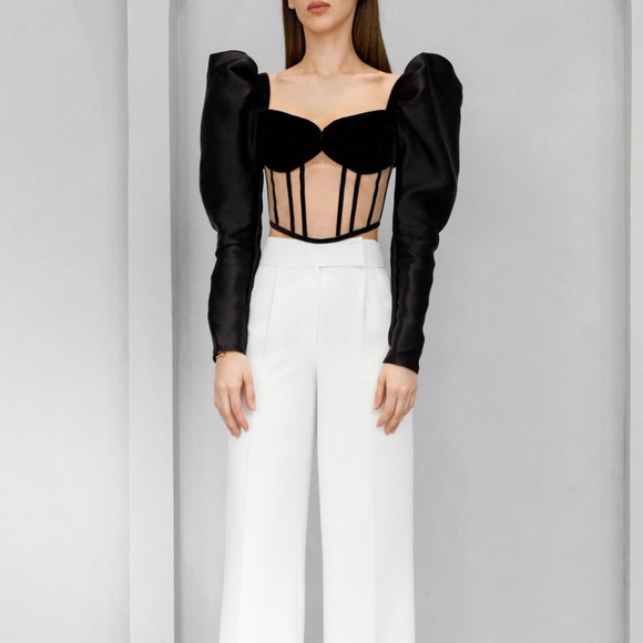 ROZIECORSETS Silk Velvet and Tulle Corset Top NWT - Picture 2 of 3